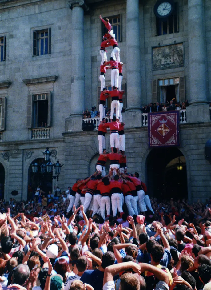 Castellers durante las fiestas de La Mercè