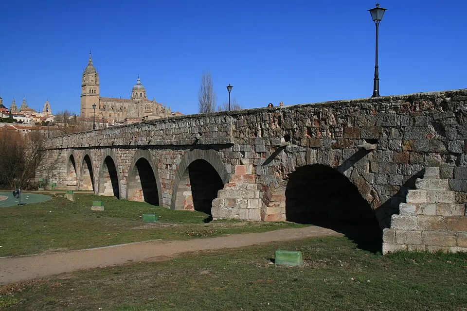 Puente Romano de Salamanca con las catedrales al fondo